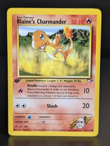 BLAINES CHARMANDER 61/132 2000 GYM HEROES SET POKEMON CARD 1st EDITION