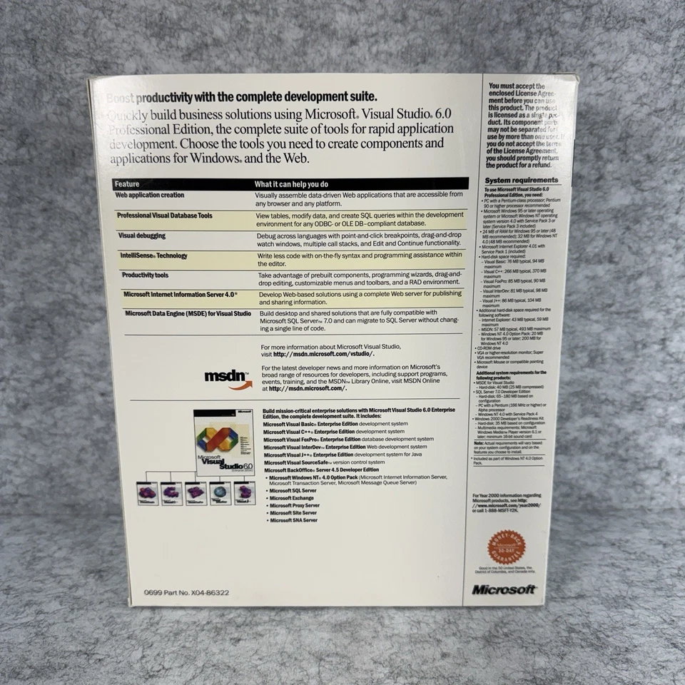 Software Microsoft Visual Basic Studio 6.0 Pro FoxPro C++ 659-00390 X04-86322 Foto 2 de 4