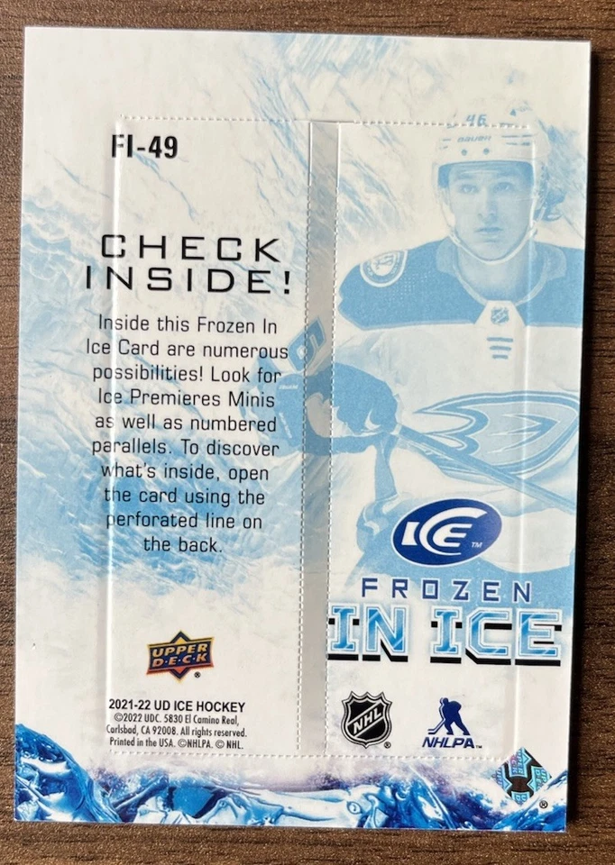 Trevor Zegras Frozen in Ice 2021-22 UD Ice Anaheim Ducks UNRIPPED - Image 2 of 2