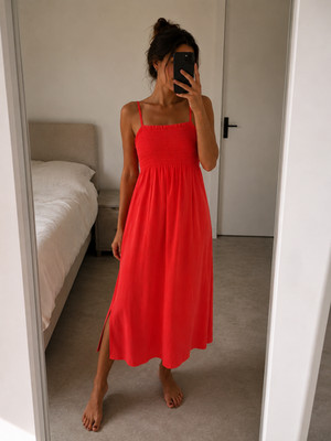 Sommerkleid Damen mit Smockdetails Baumwolle