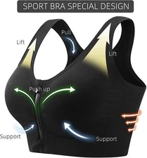 Women's Sports Bra High Impact Compression Seamless Support Padded Workout Tops
