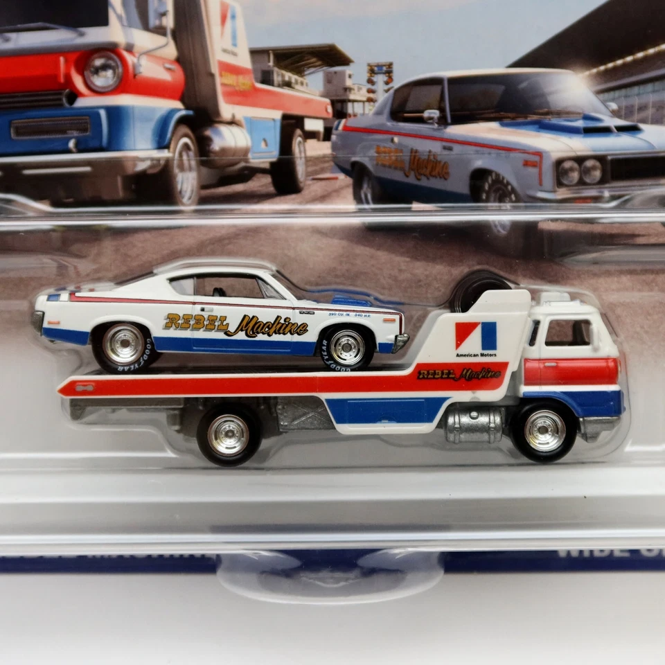 HOT WHEELS AMC REBEL MACHINE WIDE OPEN TEAM TRANSPORT 43 HCR38 NUOVO - Immagine 2 di 4