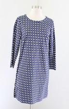 J Crew Jet Set Geo Shift Dress Size 4 Side Zipper Accent Geometric Print Black