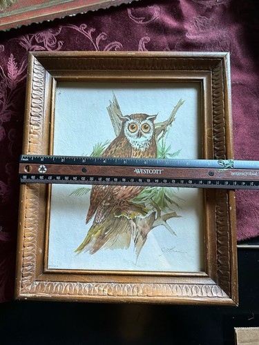 Vintage Owl Print New York Wood Frame Inlay Large Wall Art - Picture 6 of 6