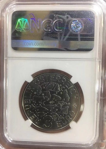 NGC MS70 Austria 2018 3Euro Coin - Hai - Shark - Glow in the Dark - Picture 2 of 2