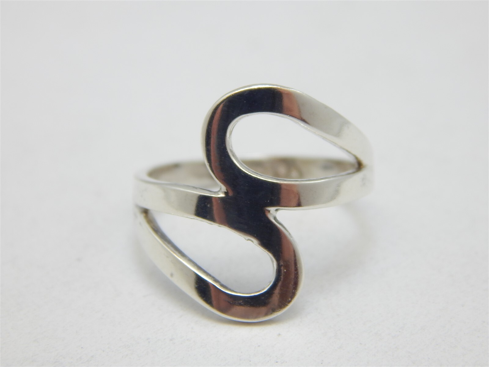HIGH POLISH OPEN WORK BYPASS STERLING SILVER 925 RING… - Gem