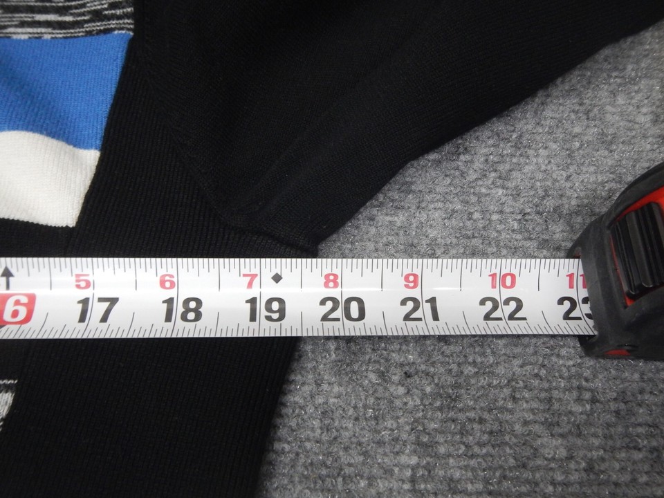 Long Tall Sally Knit Sweater Dress Womens Size 14 Black Blue Striped 3/