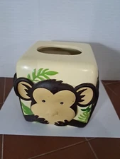 Vtg Monkey Tissue Box See Hear Speak No Evil Bed Bath & Beyond ( Needs Cleaning)