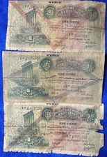 1939 Lebanon 1 Livre Banknote Lot of 3