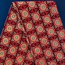 African fabric, Ankara fabric, Metallic gold glitter maroon floral print fabric