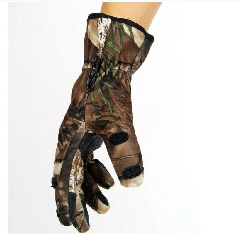 Guantes de caza de dedo completo para hombre camuflaje biónico invierno cálido polar tiro golf Foto 4 de 4