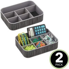mDesign Set of 2 Desk Tidy Trays, Office Organiser For Drawers and Desktops 