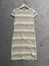 ELIZA J Lace Dress sz 6 Sheath Ivory White Pink Taupe Lining Short Cap Sleeve
