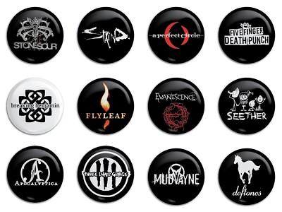 Nu Metal Rock Bands Buttons/Pinbacks Pack 1 Evanescence Staind Seether Deftones