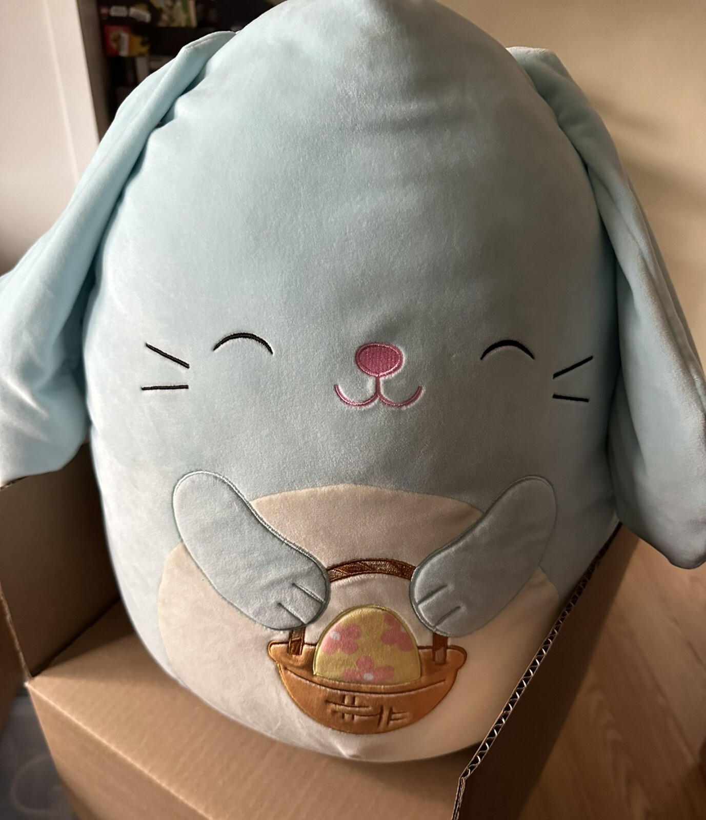 Squishmallows BUTTONS the Bunny Holding a BASKET 16” RARE - Easter Plush Toy NWT