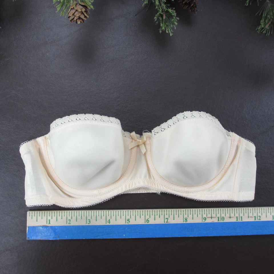 Sujetador vintage JCPenney 34B beige sin tirantes acolchado push-up con aros cierre trasero Foto 2 de 4