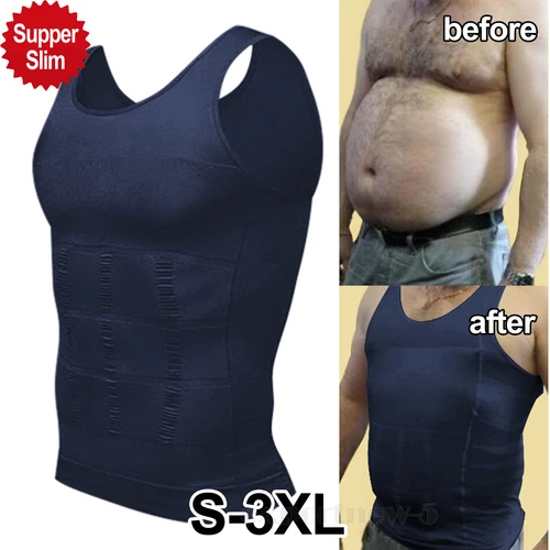 Be-In-Shape Men's Slimming Body Shaper Underwear Vest Tummy Control Tank Tops UK - Picture 1 of 33