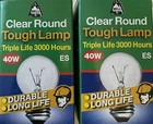 2 X 40W ES G45 ROUND GOLFBALL TRIPLE LIFE 3000 HRS ES/E27 BELL