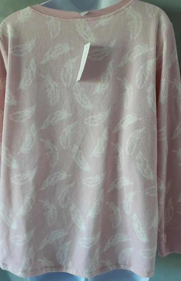 Charter Club Pink Ivory Pajama Set Floral Long Sleeve Long Pant  3X  58" BUST - Image 4 of 4