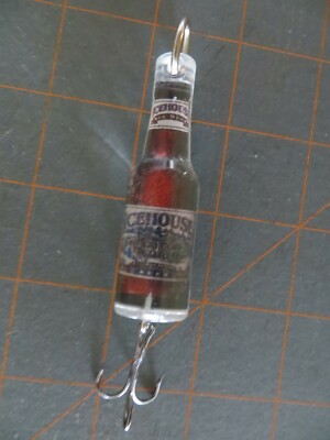 fish lure coming out of a bottle alcoholic Liquor Dispenser Good Things Come to Those Who Bait Red Barn 94 Cackalacky Booze Bait up 1976 Budweiser Beer Bottle Spinner