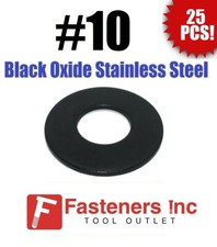  Qty 25  10 Black Oxide Stainless Steel Flat Washer