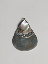 Boma Signed 925 Silver MOP Teardrop Pendant
