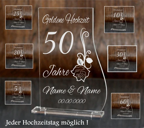 1 Aufsteller Hochzeitstag - Inkl. Wunschgarvur - Tolle Geschenkidee - Gravur