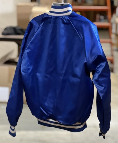 Vintage WestArk Satin Bomber Jacket Royal Blue  Snap-front  lined  youth medium - Picture 2 of 5