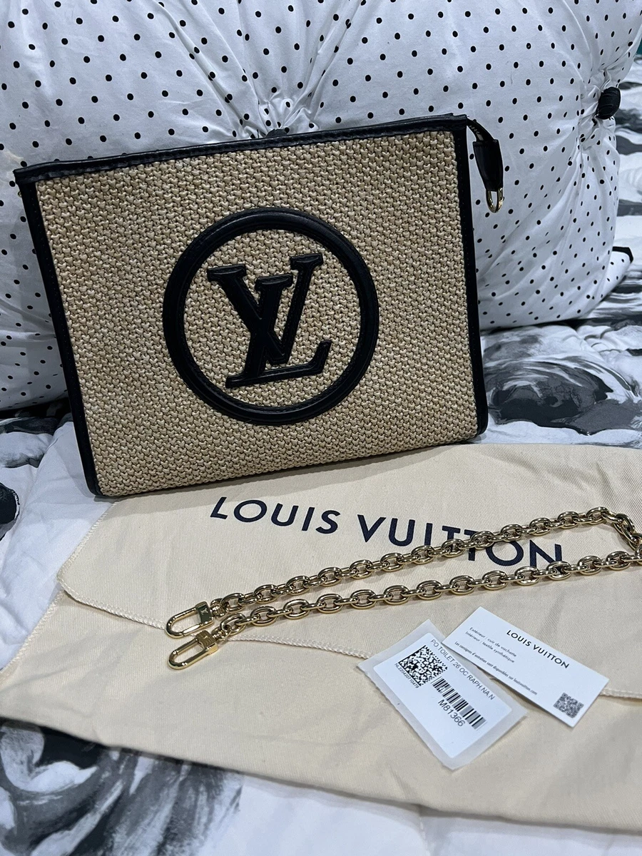 LV Cosmetic Pouch ( D Ring & Gold Chain ) set of 2