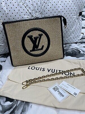 Louis Vuitton Toiletry Pouch On Chain Beige/Black in Raffia with Gold-tone  - US