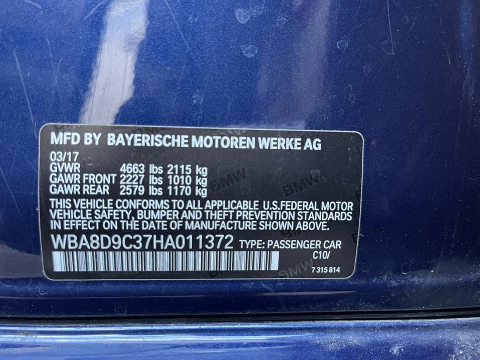 Синяя задняя дверь со стороны правого пассажира для BMW 330i 2017-2018 годов выпуска - Изображение 4 из 4