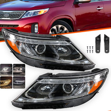 Halogen Headlights Left Right For 2014 2015 Kia Sorento EX SX Set Pair W/LED DRL