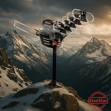 200Mile Outdoor TV Antenna Motorized Amplified HD TV 1080P VHF/UHF 360° Rotor