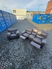 Brown 3 seater leather recliner + Armchair Sofa Set DELIVERY AVAILABLE 