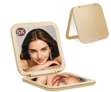 Compact Travel Makeup Mirror 5X/1X Magnifying Pocket Mirror for Purse