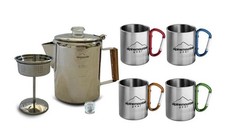 Alpine Mountain Gear 5-piece Stainless Steel Coffee Camping Set 9-Cup Percolator