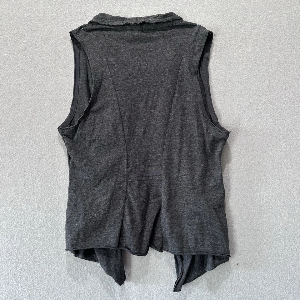 复古 Y2K Wet Seal 军用风格开放式衬衫背心 M 码灰色蒸汽朋克 — 第 3/4 张图片