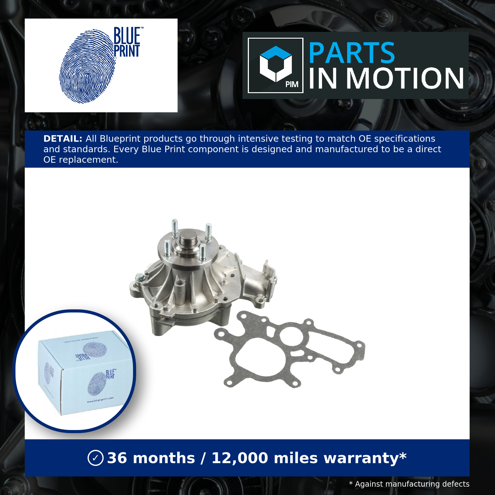 BLUE PRINT ADBP910003 Engine Cooling Water Pump Replacement Fits Toyota - Image 3