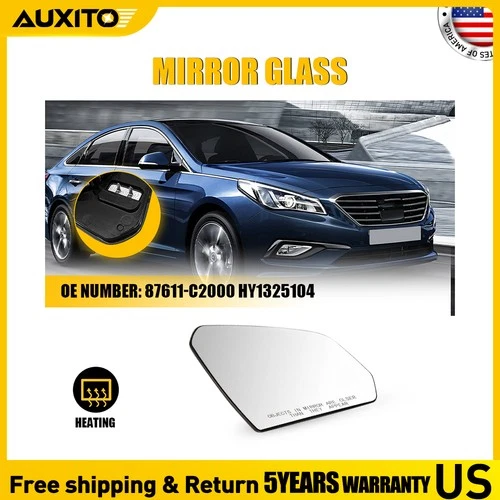 Right Side Heated Mirror Glass Fit 2015-2019 Hyundai Sonata with Backing Plate