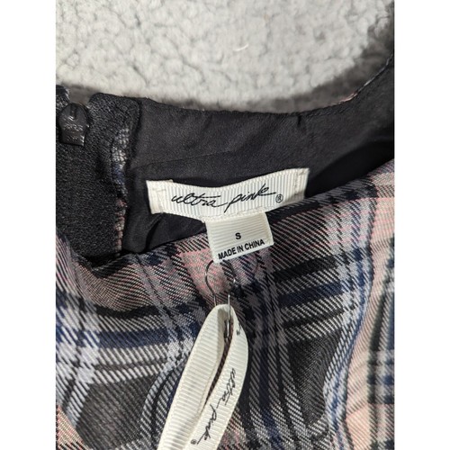 NWT Ultra Pink Womens Halter Top Plaid Size Small Black Blue Pink Plaid - Picture 3 of 6