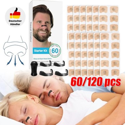 60/120 Stk Magnetische Nasenpflaster Nasendilator gegen Schnarchen Nose Strips