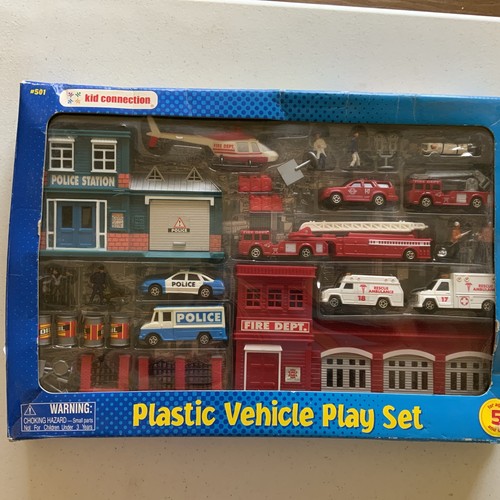 Kid Connection Plastic Vehicle Police & Fire Emergency Play Set #501 - Afbeelding 1 van 2