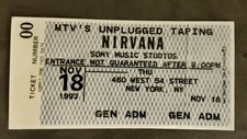 NIRVANA MTV UNPLUGGED Concert Ticket VINYL Decal/Sticker 11/18/1993 4x2”