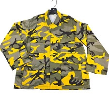Rothco BDU Jacket Mens Large Regular Yellow Camo Field Coat Tactical w/ Cap