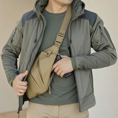 Tactical Left Shoulder Holster Concealed Carry Crossbody Sling Gun Bag EDC Pouch