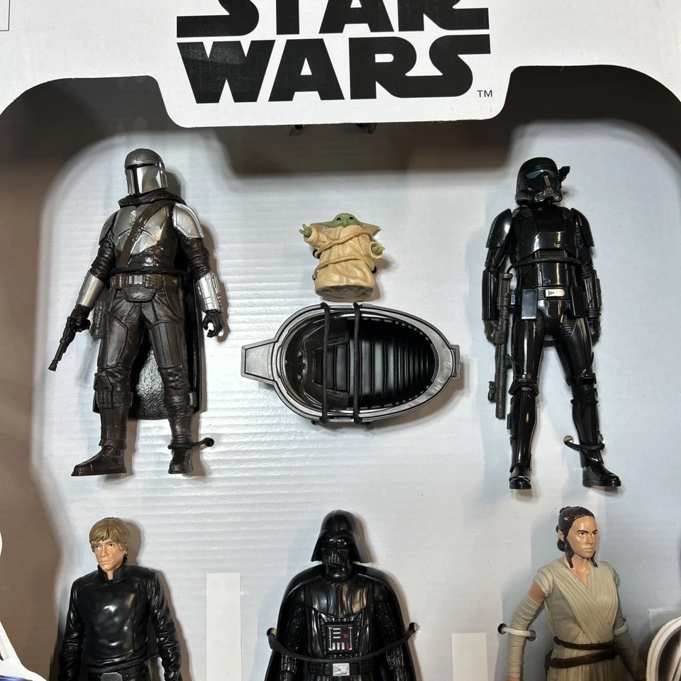Juego de 6 figuras de Star Wars Luke Skywalker Darth Vader Mandalorian Grogu Rey Trooper Foto 2 de 4