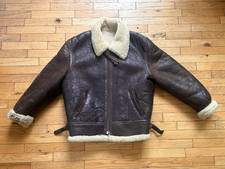 Vintage B-3 Type Flight Jacket Sheepskin Leather Brown Men Size 48 Aviator USA