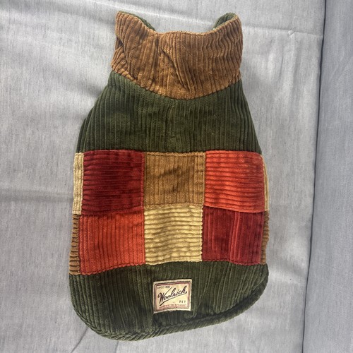 Woolrich Pet Corduroy Autumn Brown Green Outdoor Dog Jacket Small- read