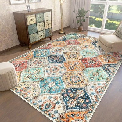 Teppich Vintage-Floral Perserteppiche Kurzflor Boho Rutschfeste Unterseite 230cm