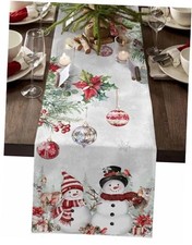 Christmas Table Runner 13x72 Inches Long Snowman Deer Runner for 13"x72" White